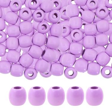 Imagem de Mandala Crafts 200 contas de madeira lavanda grande buraco barril para artesanato macramê DIY joias trança contas de cabelo dreadlock