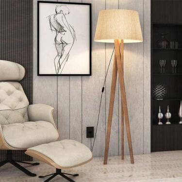Imagem de Luminaria Abajur Tripe Chão Madeira Retrô Luxo Alto Padrão - JAC DECOR