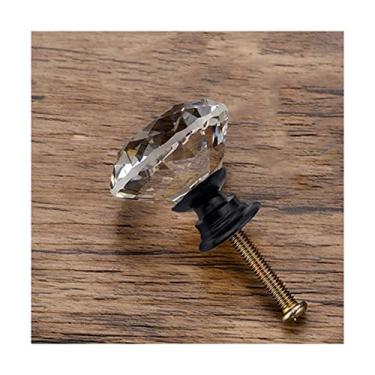 Imagem de Puxador de armário 40 mm maçanetas de porta de armário de cristal puxadores de gaveta de vidro corte diamante liga de zinco com puxadores de parafuso para armários cômoda decoração de casa puxadores