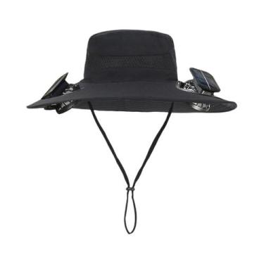 Imagem de Chapéu De Pescador Com Ventilador Solar Portátil Para Pesca, Camping E