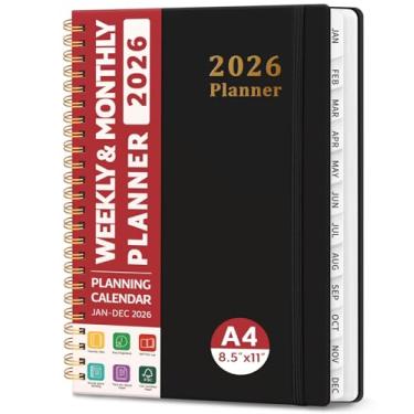Imagem de Agenda 2026, agenda semanal e mensal, janeiro de 2026 a dezembro de 2026, capa dura, agenda agenda 2026, com abas para mulheres e homens, bolso interno, encadernação espiral, perfeito para escritório