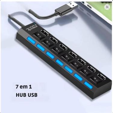 Imagem de Hub USB 2.0 7 Portas com LED Indicador e Cabo Extensor - FAZA