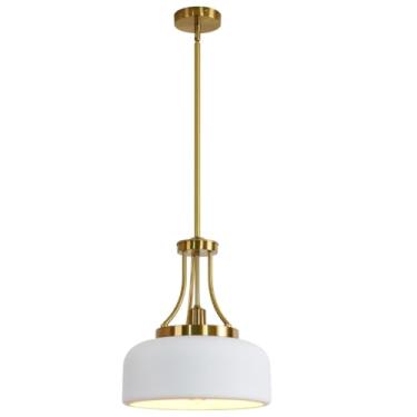 Imagem de YHANFENGCY Luminária pendente estilo rústico nórdico de 35 cm O interior branco fosco é branco e adequado para uso em ilhas de cozinha, quartos e outras áreas.