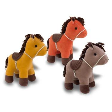 Imagem de Cavalinho de pelúcia Fazendinha  30cm Anti-alérgico - Toybrink, Marrom