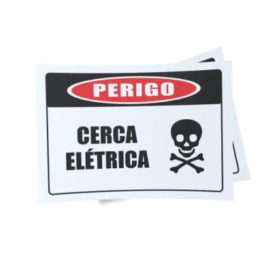 Imagem de Kit 3 Placas sinalização 15x21cm EM PVC PL(141) - Tema: Cerca Elétrica