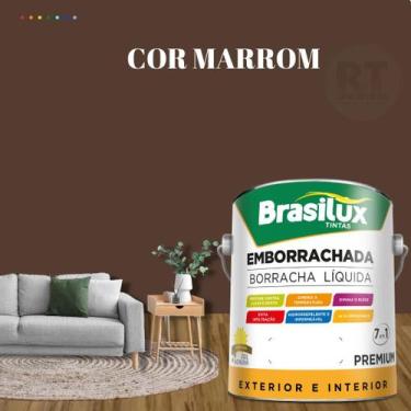 Imagem de Tinta Borracha Líquida Cor Marrom Para Parede 3,2l Acrílica Lavável An