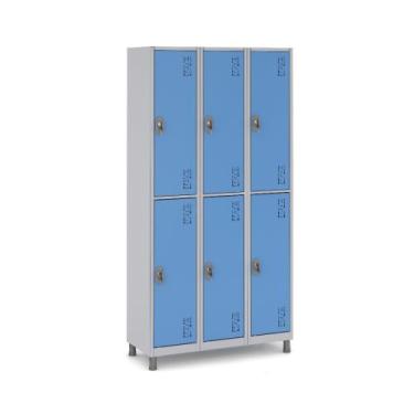 Imagem de Roupeiro Premium Aço 6 Portas para Vestiário - W3, Azul