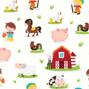 Imagem de Papel de Parede Animais Fazenda Baby Infantil 57x270cm - Quartinhos