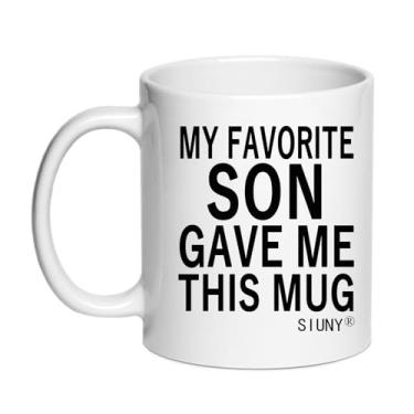 Imagem de Caneca My Favorite Son Gave Me This - Presentes exclusivos para mamãe e papai aniversário engraçado, Natal, Dia dos Pais e Dia das Mães, Caneca de café 325 ml (filho)
