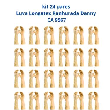 Imagem de Kit 24 Luvas Longatex Ranhurada Danny CA 9567