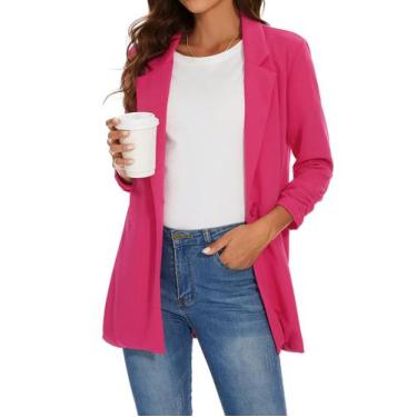 Imagem de Blazer Unifizz feminino com gola entalhada casual de manga 3/4