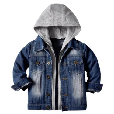 Imagem de Jaqueta jeans Cromoncent Boys Kids com capuz azul escuro de 2 a 3 anos