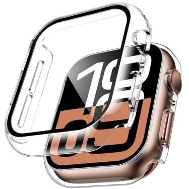 Imagem de TAURI Pacote com 2 capas rígidas para Apple Watch Series 11/10 de 42 mm, com película de vidro temperado de policarbonato, [resistente a cristantes] [proteção geral] capa fina para iWatch S11/S10 de