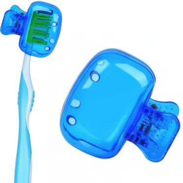 Imagem de Protetor De Escova De Dente Capa Porta Estojo Case Higiênico Viagem Infantil Adulto Antibacteriano BPA Free (1, Azul)