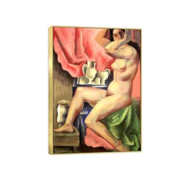 Imagem de Impressão em tela pintura famosa imagem de parede - vaso sanitário - pôster moldura dourada para sala de estar banheiro decoração de casa 70 x 100 cm 27 x 39 pol