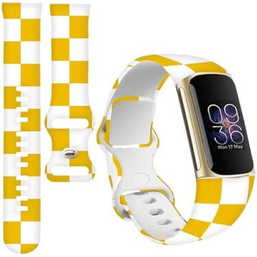 Imagem de BOSPFJG Pulseiras esportivas compatíveis com Charge 6/Charge 5 para mulheres e homens, pulseiras de substituição macias à prova d'água para rastreador de fitness Charge Advanced (tabuleiro de xadrez