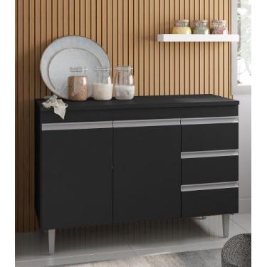 Imagem de Balcão Gabinete Preto Fosco Andréia 1 metro Com Tampo AJL