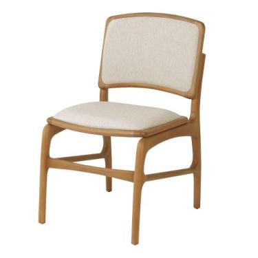 Imagem de Cadeira de Jantar Florença em Madeira Jequitibá Natural Encosto em Tec