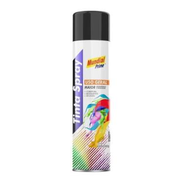 Imagem de Tinta Spray Mundial Prime Uso Geral Preto Brilhante 400ml - Aeroflex