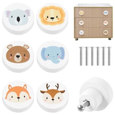 Imagem de XYDHQS Puxadores de armário de madeira, puxadores de armário criativos fofos com parafusos, alças decorativas multiuso de 3,5 cm para cozinha, banheiro, berçário, gaveta, guarda-roupa (criatura, 6)