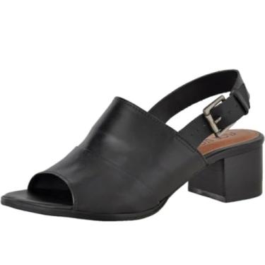 Imagem de Sandalia Fechada Couro Feminina Salto Quadrado Confortavel Antiderrapante Extra Macia Elegante Tamanho:40;Cor:Preto;Gênero:Feminino;Departamento BS:Esporte