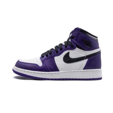 Imagem de Nike Tênis infantil Air Jordan 1 Retro High OG, Quadra roxa/preto/branco, 6.5 Big Kid