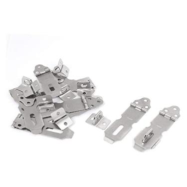 Imagem de Parafuso de fechadura de porta, trava deslizante, ferrolho de cadeado, 10 peças prata tom de metal segurança confiável eficácia fecho de porta armário fechadura de portão cadeado trava ferrolho grampo