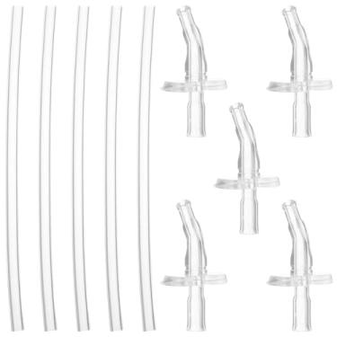 Imagem de Angoily Conjunto de substituição de canudos de silicone 5 peças, canudos de silicone líquido transparentes flexíveis reutilizáveis para garrafas de água infantis 21 cm