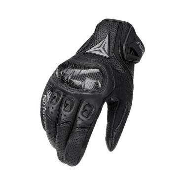 Imagem de Luvas De Motocicleta Masculinas Em Couro Real Respirável Com Tela Sens