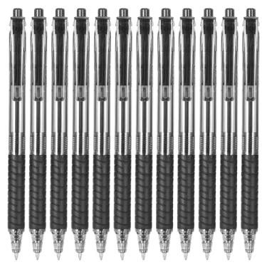 Imagem de Sooez Pacote com 12 canetas esferográficas lisas para escrita, canetas retráteis, ponta média, 1,0 mm para diário, caixa de canetas de aderência macia, material de escritório para enfermeira, servidor