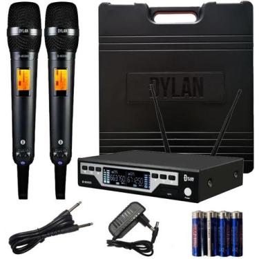 Imagem de Microfone S/ Fio Dylan Duplo Mão D8000S