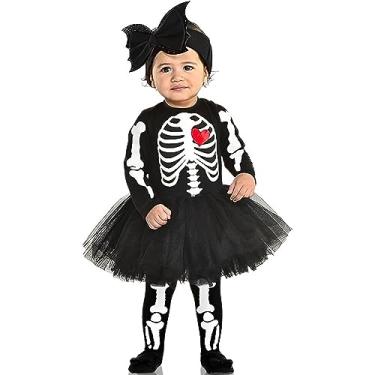 Imagem de Amscan Adorável conjunto de fantasia de tutu de bebê esqueleto - (6 a 12 meses) 1 conjunto preto e branco, roupa assustadora para o primeiro dia das bruxas do seu pequeno