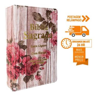 Imagem de Biblia Sagrada Letra Gigante Luxo Popular - Romantic - Com Harpa - Mul