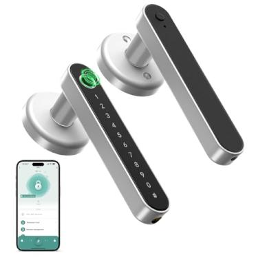 Imagem de Fechadura de porta de impressão digital com alça fechadura inteligente com teclado para casa, hotel, escritório, apartamento, quarto