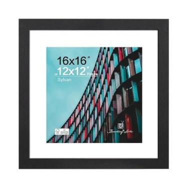 Imagem de Moldura para quadro de embarque 40,6 x 40,6 cm com vidro resistente a estilhaçamento – Use como moldura de CD feita de madeira projetada para fotos de 30 x 30 com tapete ou 40,6 cm sem moldura, mesa