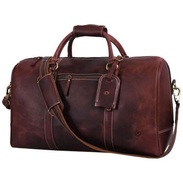 Imagem de Bolsa de Viagem Masculina Clássica de Couro, AARON LEATHER GOODS VENDIMIA ESTILO, Marrom
