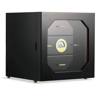 Imagem de Umidor para Charutos 100 Unidades com Prateleiras e Higrômetro, Woodronic, Preto