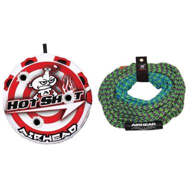 Imagem de Boia Rebocável para 1 a 2 Pessoas com Costura Dupla e Válvula de Segurança de Velocidade, Inclui Corda, Airhead, Branca e Vermelha