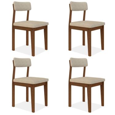 Imagem de Conjunto Com 4 Cadeiras Estofadas Utah Freijó/s.bege - M.a