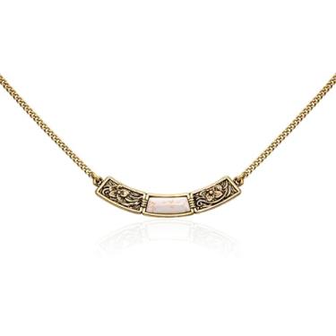 Imagem de Wrangler Colar com pingente de faroeste feminino com entalhes em pedra natural joia de vaqueira moderna, Cobre, Turquesa