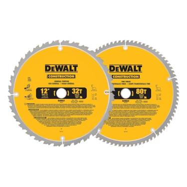 Imagem de DEWALT 12-Inch Miter Saw Blade, Crosscutting, Tungsten Carbide, 80-Tooth, 2-Pack (DW3128P5)