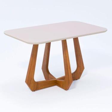 Imagem de Mesa para 4 Cadeiras Bromelia 1,30 Sala de Jantar Moderna Madeira/Off 