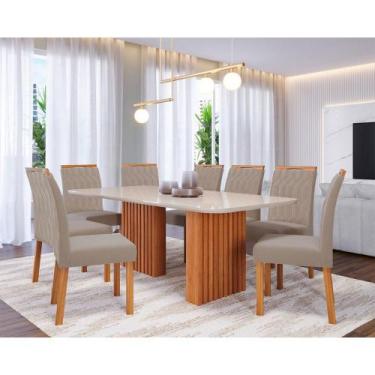 Imagem de Sala de Jantar Mesa Ester 210 com 8 Cadeiras Paola Wood Cinamomo/Off W