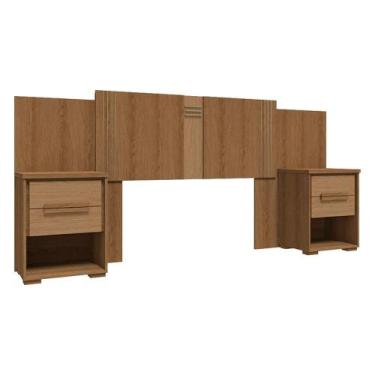 Imagem de Cabeceira Casal com Mesa de Cabeceira 2 Gavetas Rimo Angra Jequitibá/C