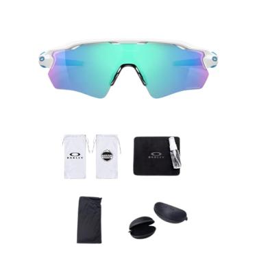 Imagem de Oakley Óculos de sol Radar EV Path OO9208 Shield | Pacote com kit de limpeza e bolsa de microfibra branca, Branco polido azul/safira Prizm