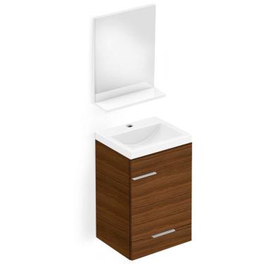 Imagem de Gabinete para Banheiro 1 Porta 1 Gaveta com Cuba e Espelheira Like Celite Wengue