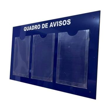 Imagem de Quadro Aviso Gestão Á Vista Informativo 3 Displays A4 Acm Azul Profiss
