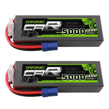 Imagem de Bateria LiPo OVONIC 7,4 V 2S 5000mAh 120C com plugue EC5 (2 pacotes)