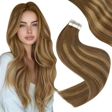 Imagem de Fita adesiva em extensões de cabelo humano Easyouth Caramel Blonde 40g