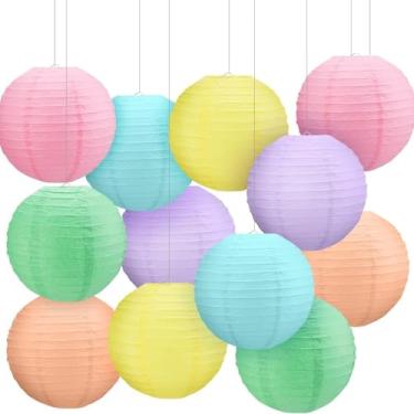 Imagem de 12 peças de lanternas de papel coloridas, lanternas chinesas de 25 cm decorativas para ambientes externos, ambientes internos, casamentos, aniversário, Ano Novo, Chiristmas, decorações de festa de